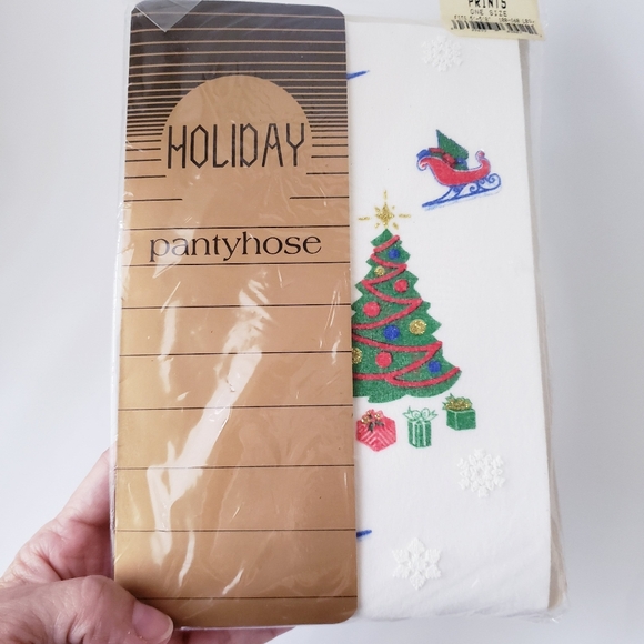 Vintage Holiday Christmas Print Panythose - Picture 7 of 8